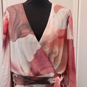 Express Pink Multi Wrap Blouse